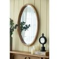 thumbnail image 2 of Gzxs 24"x36" Oval Mirror for Farmhouse Rustic Style Wall Decor - Vanity Mirror Wood Border for Hallway Circle Mirror (Brown), 2 of 8