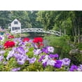 thumbnail image 2 of Eggers, Julie 18x15 White Modern Wood Framed Museum Art Print Titled - Maine Somesville bridge in Acadia National Park with petunias and geraniums in the foreground, 2 of 4
