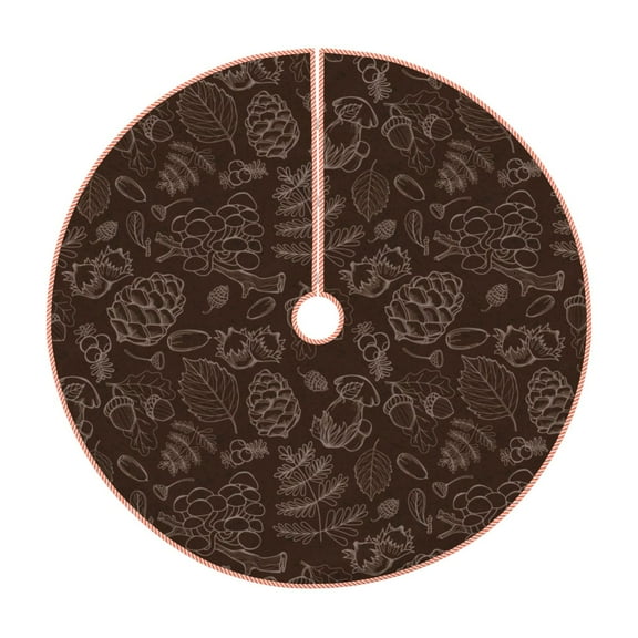 Haiem Autumn Brown Plants Pattern Christmas Tree Skirt Merry Christmas Party Christmas Tree Decoration,New Year Decorations-30"