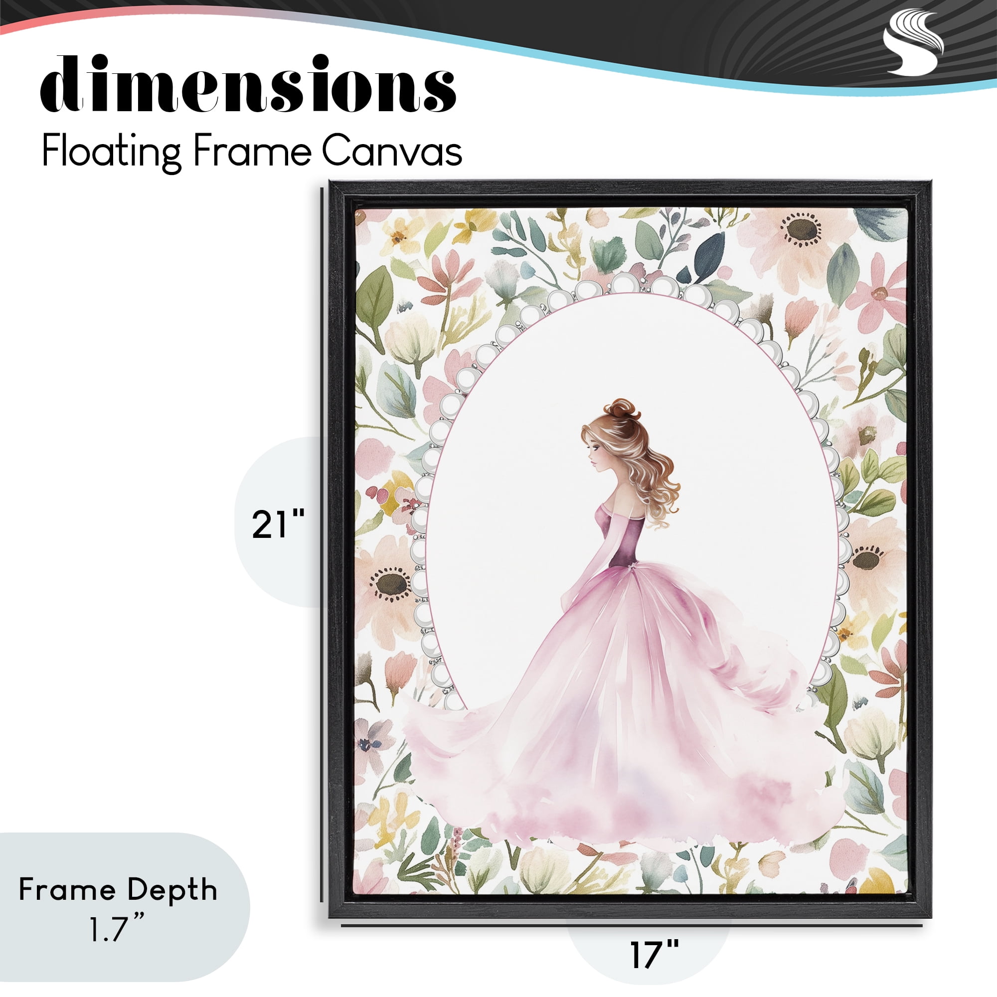 Stupell Industries Elegant Princess Love Black Framed Floater Canvas Wall Art, design by Christine Simpson Art