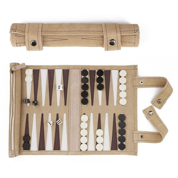 Set de juego de backgammon de gamuza portátil enrollable Sondergut Cream