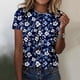 thumbnail image 1 of Puntoco Liquidación de blusas cortas para mujer Blusas estampadas de moda para mujer Camiseta de manga corta Cuello redondo, 1 of 4