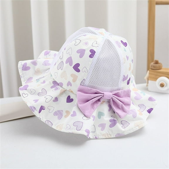 FAMTKT Toddler Baby Summer Sun Protection Fashion Flower Print Mesh Breathable Sun-hat Cute Sunscreen Hat Cap, Baby Sun Hat( Pink, 1-4 Years )