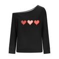thumbnail image 4 of SwiftWear Women's Heart Print Black Off the Shoulder Sweatshirt - Graphic Casual Pullover with Asymmetrical Design, Soft Plus Size Tops, 4 of 4