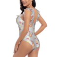 thumbnail image 5 of Yiaed Butterfly Flower Print Women's Ruffled One Piece Swimsuit V Neck Swimwear Slimming Monokini for Woman-Large, 5 of 8