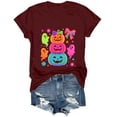 thumbnail image 5 of mgoYE Halloween Tshirt Women Pumpkin T-Shirts Thanksgiving Graphic Tee Tops T Shirt for Women(Wine,L), 5 of 9
