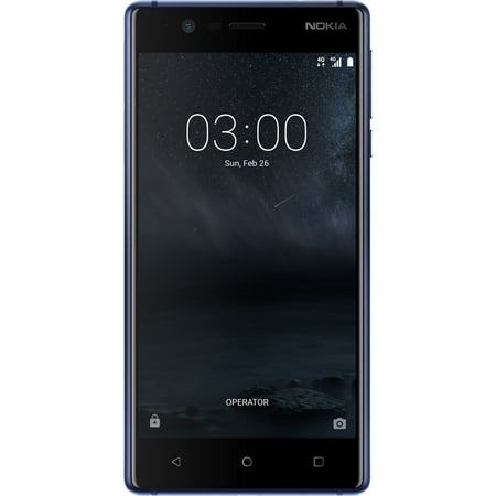 Nokia 3 16 GB Smartphone, 5" LCD HD 1280 x 720, Quad-core (4 Core) 1.30 GHz, 2 GB RAM, Android 7.0 Nougat, 4G, Tempered Blue