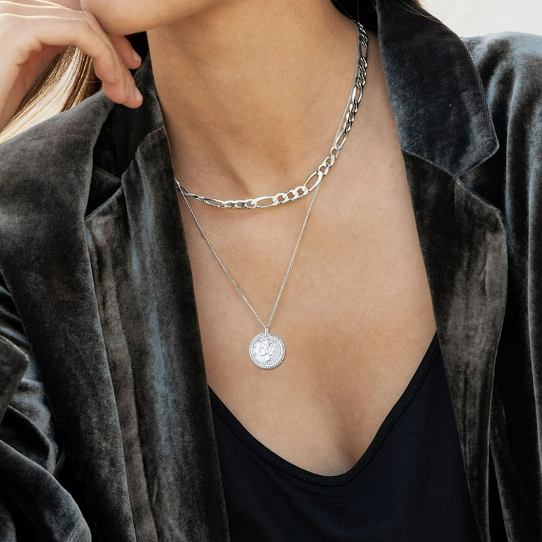 ネックレス・ペンダント QUARQOR 7514 silver925 NECKLACE ChicSilver Italian S925 Sterling Silver 3mm Figaro Chain