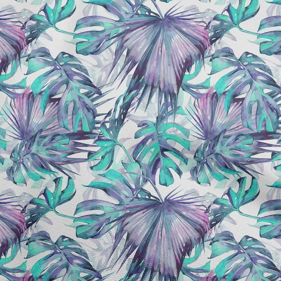 oneOone Polyester Spandex Turquoise Green Fabric Leaves Craft Projects Decor Fabric Printed By The Yard 56 Inch Wide