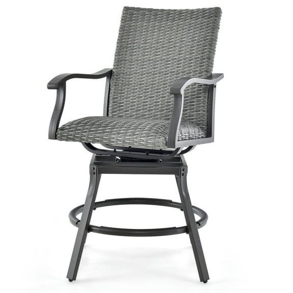 YYAo 2 Pieces Patio Swivel Bar Chair Set with Quick Dry 4D Air Fiber Cushion