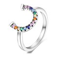 thumbnail image 1 of Anillos de dedo de plata para mujer, anillo de cóctel de Plata de Ley 925 Original para mujer, joyería de boda con corazón de circonita cúbica geométrica Tan Jianjun  unisex, 1 of 2