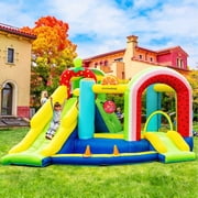 SPECSTAR 7 in 1 Bounce House for Kids, Fruit Theme Inflatable Bounce House with Slide, Bouncy Castle with Blower for Outdoor, Basketball, Climb, Jump Area, Ball, Hoop