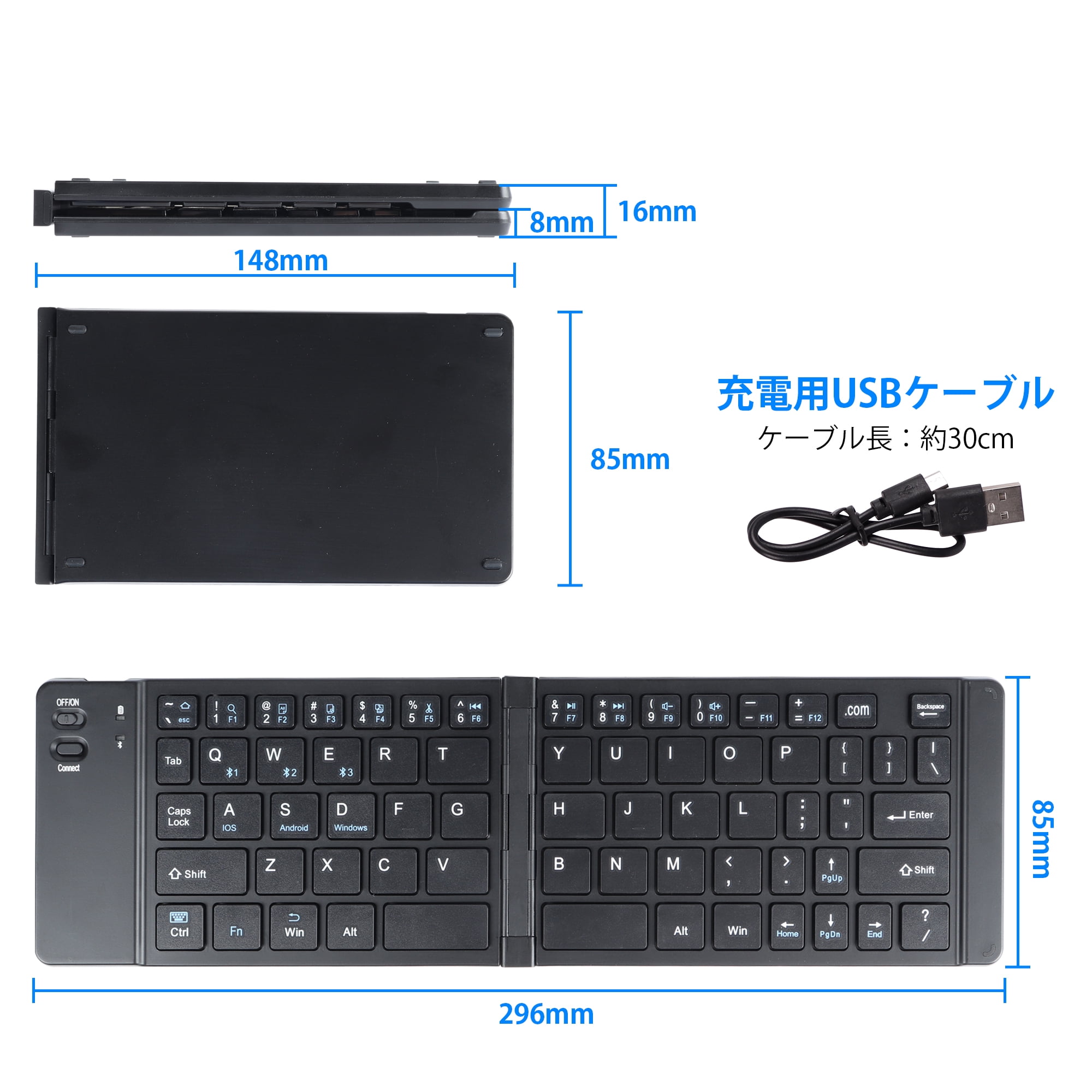 Dpisuuk Foldable Bluetooth Keyboard Portable Ultra Slim Multi Device Wireless Keyboard 66 Keys Pocket Size Rechargeable Keyboard Cordless Keyboard for Laptop Tablet PC (Black)