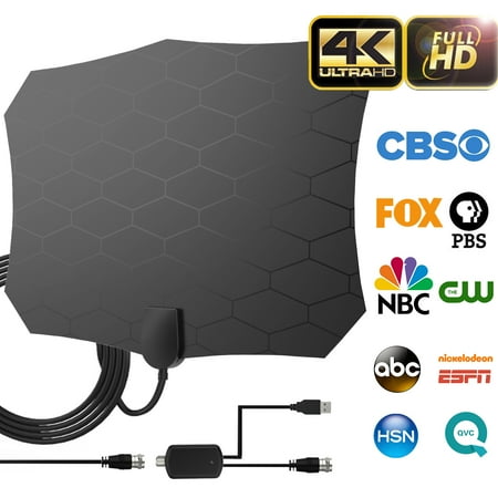 High Performance Indoor Tv (2019 Newest Version Indoor Digital HDTV Antenna, 80-100 Miles Long Range TV Antenna with Detachable Amplifier Signal Booster - 18ft High Performance Coaxial Cable - Freeview Local)
