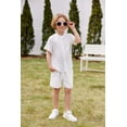 thumbnail image 4 of Arshiner Toddler Boy Clothes Summer Outfits Short Sleeve Button Down Shirt and Shorts Set with Pockets Light Blue 6-7 Years, 4 of 7