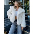 thumbnail image 5 of Women'S Faux Fur Coat Faux Fur Jacket Long Sleeve Lapel Winter Jackets Parka Short Coat White XXL, 5 of 8