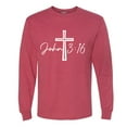 thumbnail image 2 of Wild Bobby John 3:16 Cross Inspirational/Christian Men Long Sleeve Shirt, Vintage Heather Red, Medium, 2 of 5