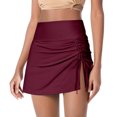 thumbnail image 2 of EliteGoogv Swimsuit Bottoms For Women High Waisted High Cut Full Coverage Swim Shorts Summer Beach Pool Vacation Swimwear Wine, 2 of 9