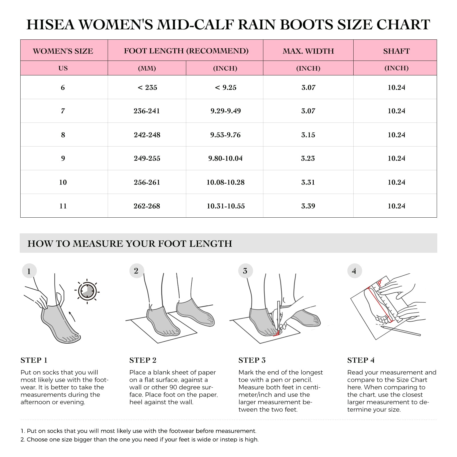 HISEA Women's Mid Calf Rain Boots Waterproof Garden Shoes Anti-Slipping Rainboots for Ladies with Comfort Insole Short Wellies Rubber Rain Shoes Outdoor Work Boots