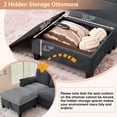 thumbnail image 5 of 116" U Shaped Couch Modular Sectional Sofa with 2 Storage Ottomans & 1 Storage Console,USB Charging Ports & 2 Cup Holders & 2 Throw Pillows,Modern Linen 4 Seater Sofa for Living Room,Apartment,Office, 5 of 11