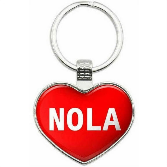 Nola - Names Female Metal Heart Keychain Key Chain Ring, Multiple Colors Available