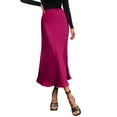 thumbnail image 2 of STAOEDU Midi Skirts for Women High Waist Silk Stain Casual A Line Zipper Skirt, 2 of 6