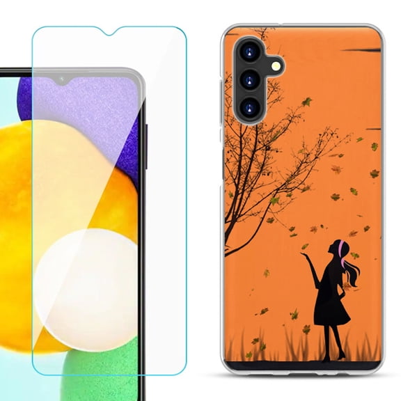 Slim-Fit TPU Fashion Phone Case for Samsung Galaxy A13 5G, with Tempered Glass Screen Protector, by OneToughShield ® - Autumn Leaf