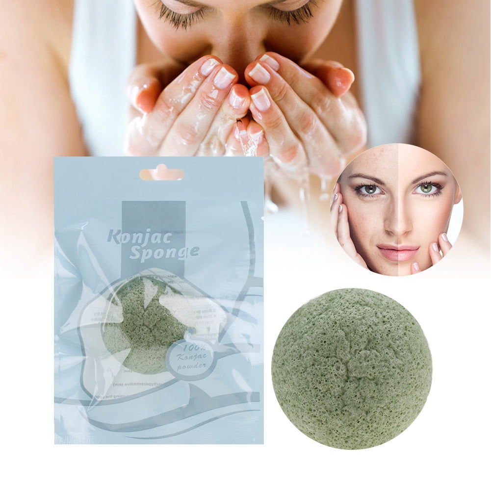 Kritne Sponge Facial Cleanser, Semicircle Natural Konjac Washing Face Sponge Puff Facial