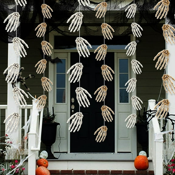 Halloween Skeleton Hand Decorations - 6 Pack Horror Hanging Decor for Party,Haunted House,DIY Gothic Punk Jewelry,Scary Halloween Party Supplies,Spooky Home Decorations