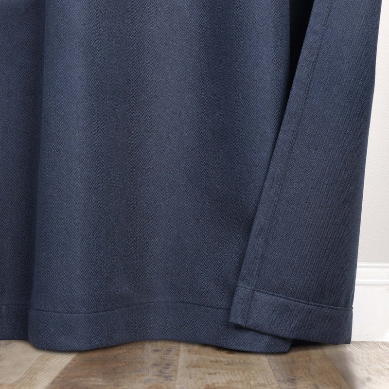 Superior Nyan 100% Blackout Curtains Set of 2, Grommet Header Curtain Panel Pair, Navy Blue, 52"W x 84"L