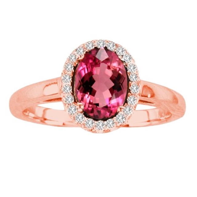 Ilano Collection R50916-14R-RB-64-vs2 6 x 4 in. 14K Rose Gold Oval Rubilite Vs2 Gemstone Ring