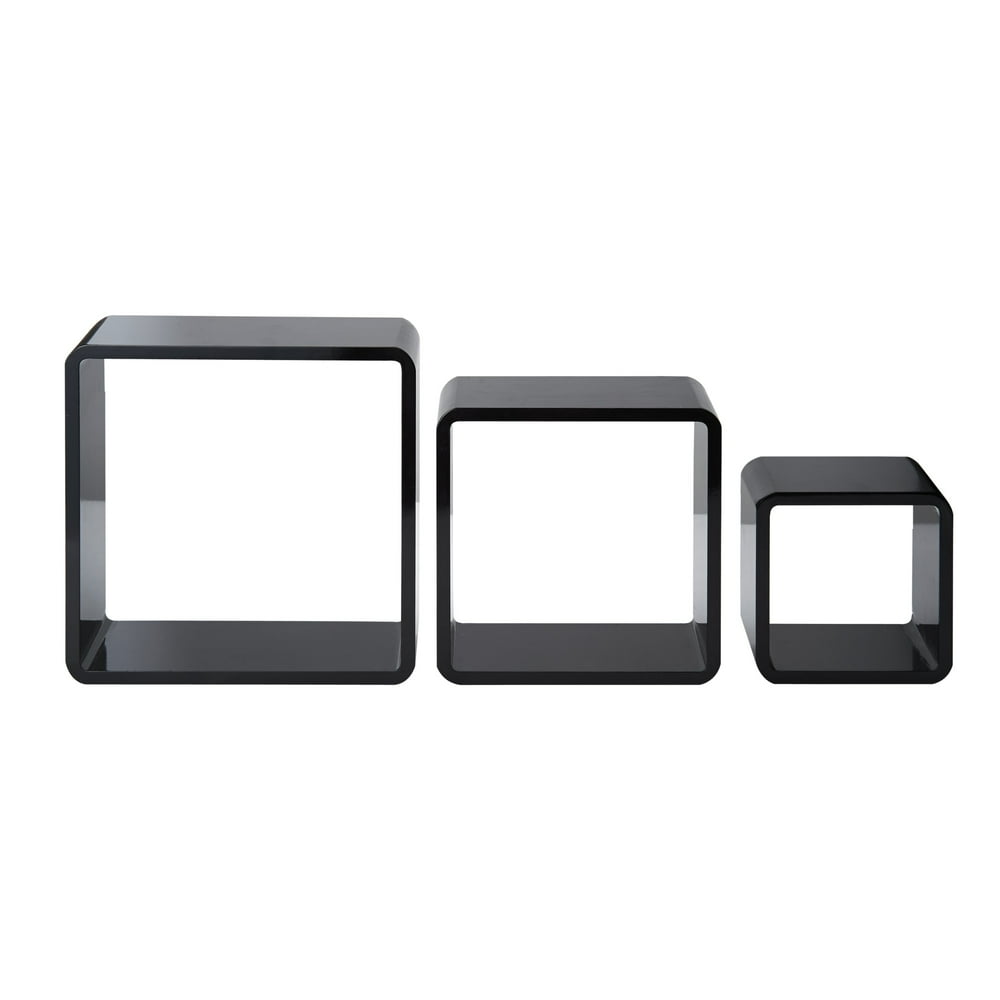 Melannco Set of 3, 7inch, 10inch and 12inch High Gloss Black Cube