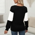 thumbnail image 3 of FNFHFY Women Plus Size Blouses Dressy Casual Color Block Sweater Button Decor Long Sleeve Shirts Fall V Neck Tops 2025, 3 of 4