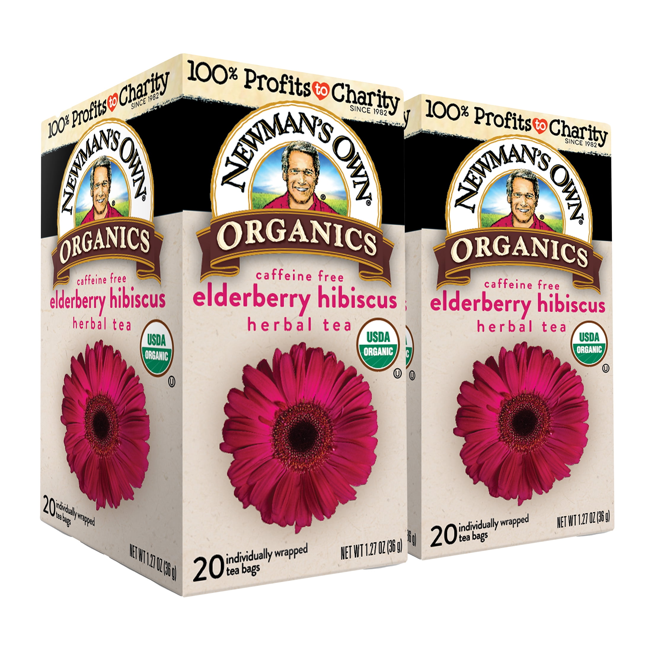 Newman's Own Organic Elderberry Hibiscus Tea Containing Healthy