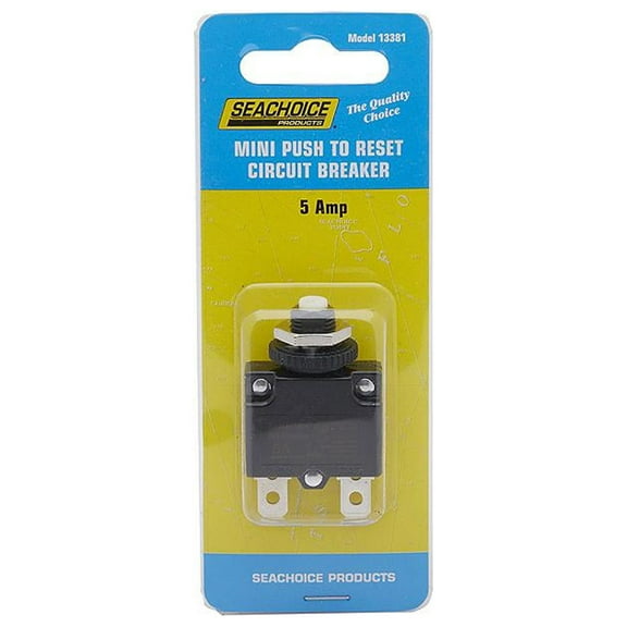 (Price/EA)Seachoice Mini Push To Reset Circuit Breaker, 5 Amp, 13381