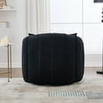 thumbnail image 5 of NEW 40.35"W Upholstered Oversized 360° Swivel Accent Barrel Chair and Half Cozy Sofa with 3 Pillows, Velvet Channel Tufted Pumpkin-Shape Club Armchair for Living Room, Bedroom, Office, Lounge,BLACK, 5 of 9