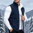 thumbnail image 2 of Stamzod Mens Fleece Vest Jacket Casual Full Zip Sherpa-Lined Jackets Warm Sleeveless Coat Vests with Pocket Dark Blue-2 XL, 2 of 6