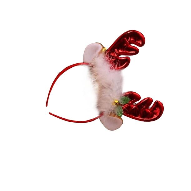 Billuyoard Diadema de cuerno de alce de Navidad, adorno de vestir para adultos y niños, adornos para la cabeza, suministros para fiestas, accesorios para Kits de decoración para fiestas Rojo Billuyoard HA069513-02