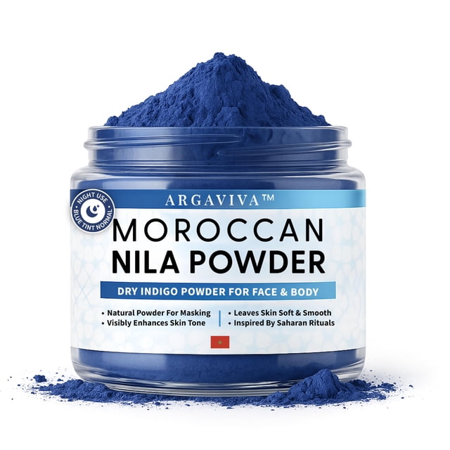 Polvo Argaviva de Nila Marroquí Arcilla Azul para Rostro y Cuerpo