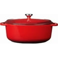 thumbnail image 2 of 7 Quart Enameled Cast Iron Oval Dutch Oven with Lid – Dual Handles – Oven Safe up to 500° F or on Stovetop - Use to Marinate, Cook, Bake, Refrigerate and Serve – Red, 2 of 4