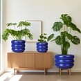 thumbnail image 7 of 13.5 inch Flower Pots - Modern Large Round Ceramic Planter with Drainage ,Gift for Women & Mom for Indoor Trees & Tall Plants Blue, 7 of 7