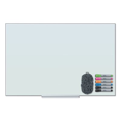 U Brands Floating Glass Dry Erase Board, 23 x 35, White