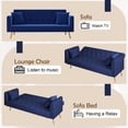 thumbnail image 4 of Aukfa Curved Arm Futon Convertible Sofa Bed for Home Office, 2 Pillows, Tufted Back, Velvet, Blue, 4 of 9
