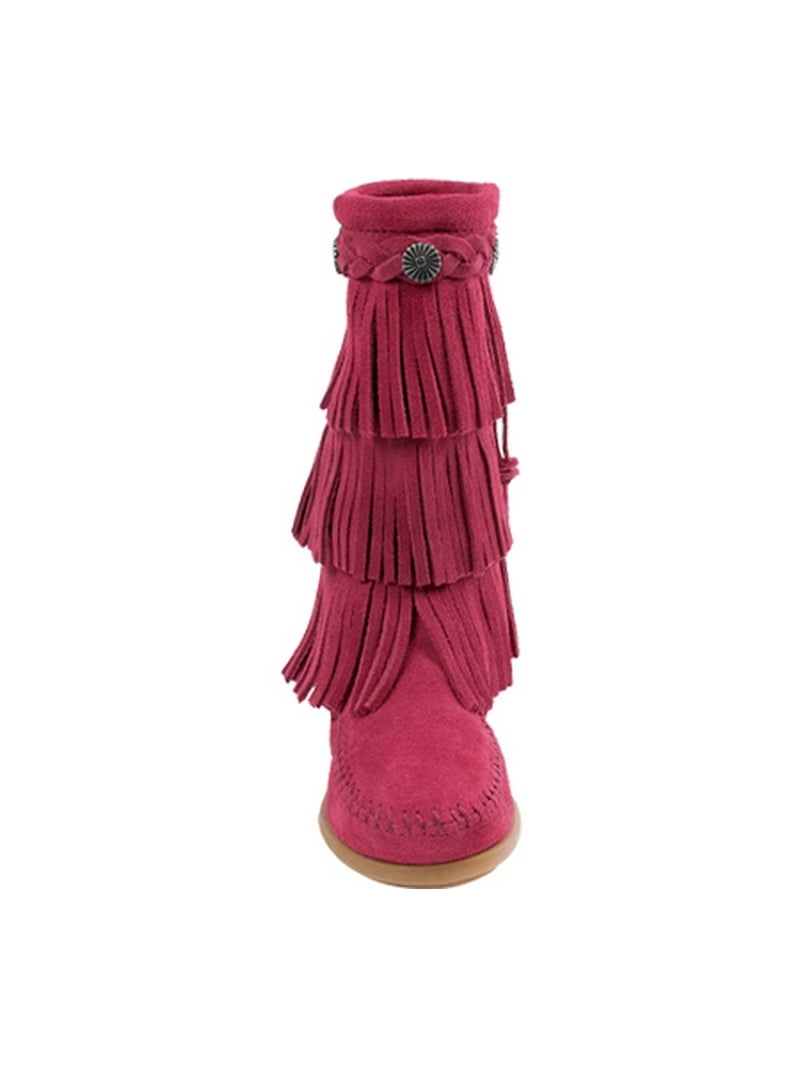 MINNETONKA Kilty ホットピンク 7号 minnetonka 3 layer fringe boot (toddler/little kid/big kid