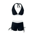 thumbnail image 4 of UTSJKR Women's Two Piece Bathing Suit with Boyshorts Halter Push Up Bathing Suits Sporty V Neck Drawstring Bathing Suit White S, 4 of 4