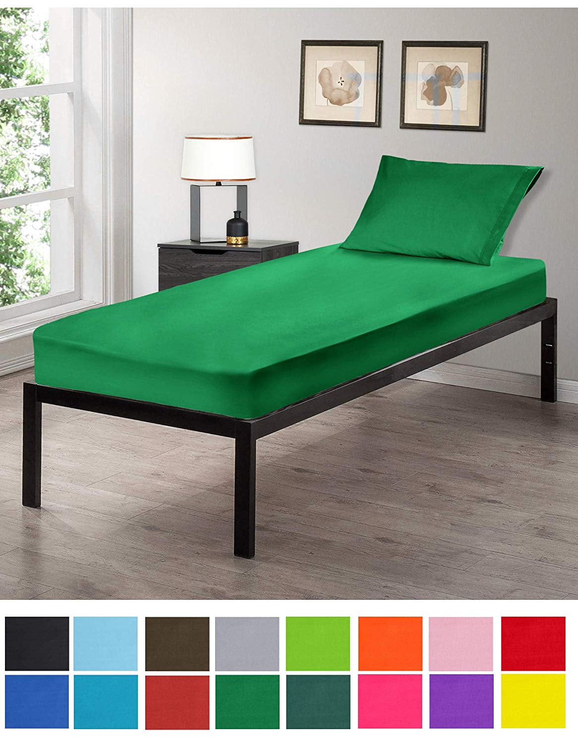 Gilbins 30 x 75 Cot Size 2 Piece Bed Sheet Set Made of Ultra Soft Cotton Perfect for Camp Bunk Beds RVs Guest Beds Kelly Green