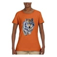 thumbnail image 2 of Wolf Oil Painting Animal Lover Womens Graphic T-Shirt, Orange, X-Large, 2 of 3