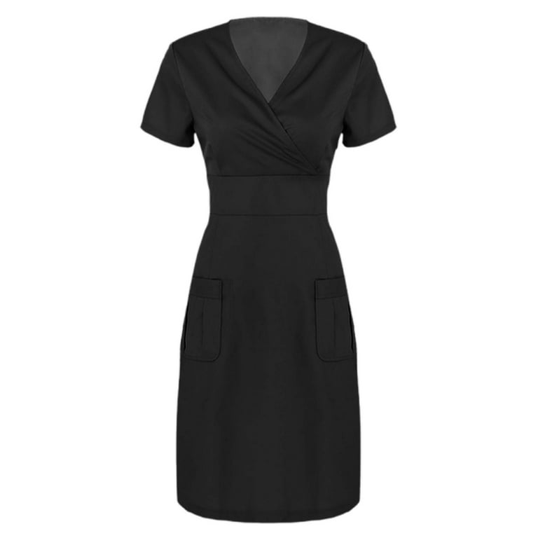 black scrub dress Landau Forward 3-Pocket Scrub Dress – Scrubs4U