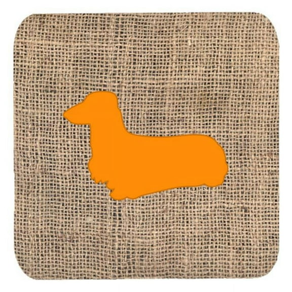 Dachshund Burlap And Orange Foam Coasters - Set 4, 3.5 x 3.5 In.