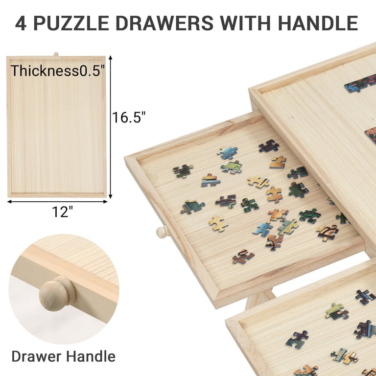 Puzzle Table 1500 Piece with Drawers and Legs, 34x26 Jigsaw Puzzle Table  Folding Portable for Adults with Wooden Cover, Easy to Store Birthday Gift